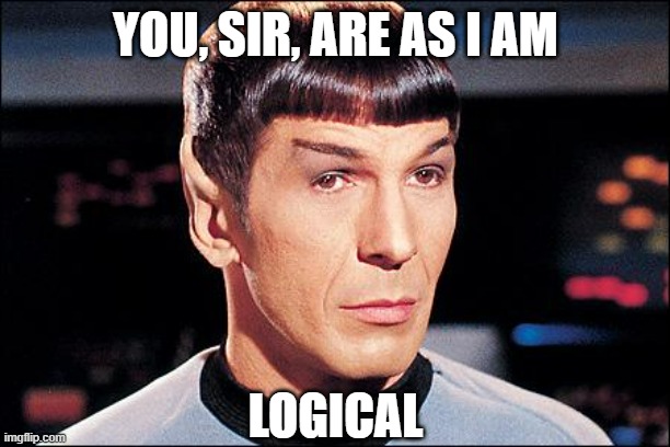 Condescending Spock | YOU, SIR, ARE AS I AM LOGICAL | image tagged in condescending spock | made w/ Imgflip meme maker