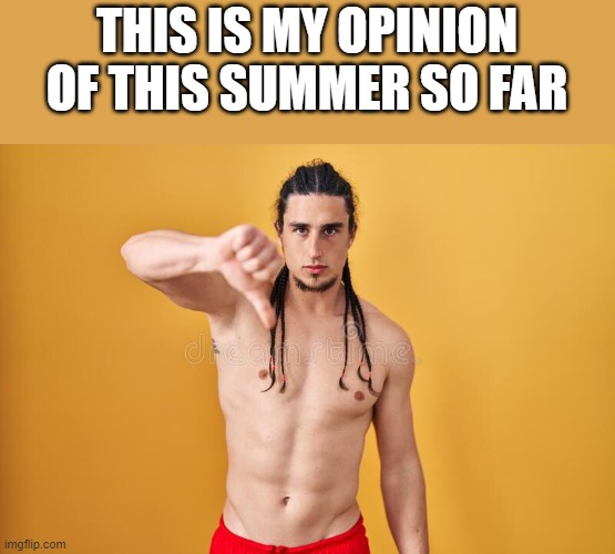 My Opinion Of This Summer So Far | THIS IS MY OPINION OF THIS SUMMER SO FAR | image tagged in summer,summer time,shirtless,hot,funny,memes | made w/ Imgflip meme maker