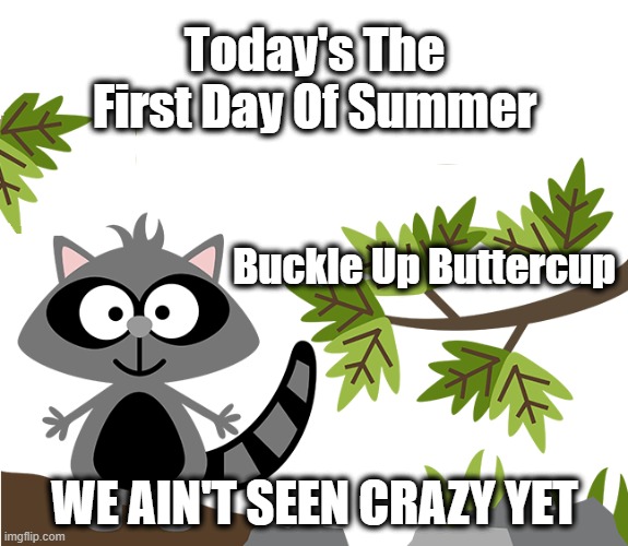 Summer 2022 | Today's The First Day Of Summer; Buckle Up Buttercup; WE AIN'T SEEN CRAZY YET | image tagged in first day of summer,buckle up buttercup,the silent war continues,summer 2022 | made w/ Imgflip meme maker