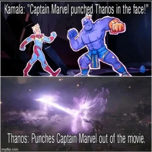 I Mean, She Didn't Win...... | image tagged in thanos vs captain marvel | made w/ Imgflip meme maker