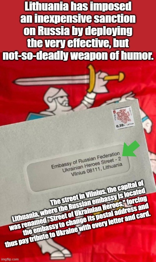 Based Troll of the Day: Lithuania | image tagged in lithuania street of ukrainian heroes | made w/ Imgflip meme maker