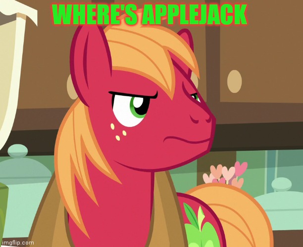 Big Macintosh's Not Displeased (MLP) | WHERE'S APPLEJACK | image tagged in big macintosh's not displeased mlp | made w/ Imgflip meme maker