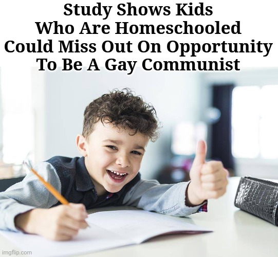 Study Shows Kids Who Are Homeschooled Could Miss Out On Opportunity To Be A Gay Communist | made w/ Imgflip meme maker
