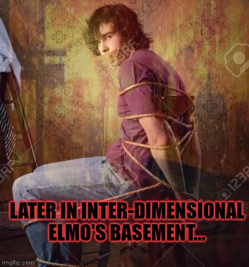 LATER IN INTER-DIMENSIONAL ELMO'S BASEMENT... | made w/ Imgflip meme maker