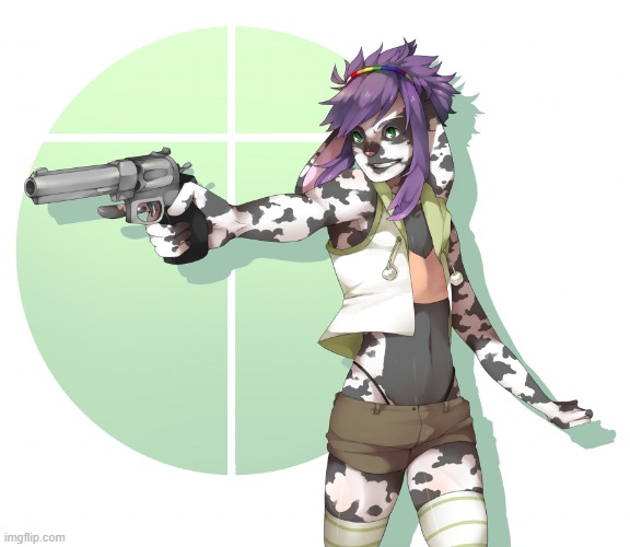 When haters start talking sh** (By Uzai) | image tagged in femboy with a gun,furry,femboy,cute,adorable,guns | made w/ Imgflip meme maker