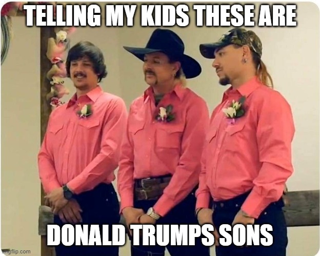 Trump, Sons, messed up, | TELLING MY KIDS THESE ARE; DONALD TRUMPS SONS | image tagged in funny memes | made w/ Imgflip meme maker