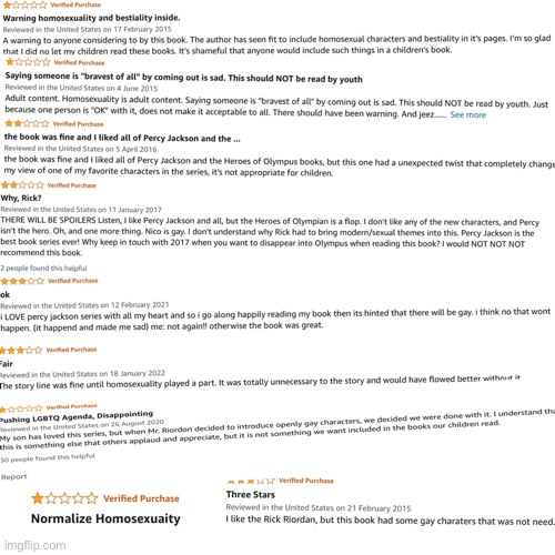 A list of homophobic book reviews! | made w/ Imgflip meme maker