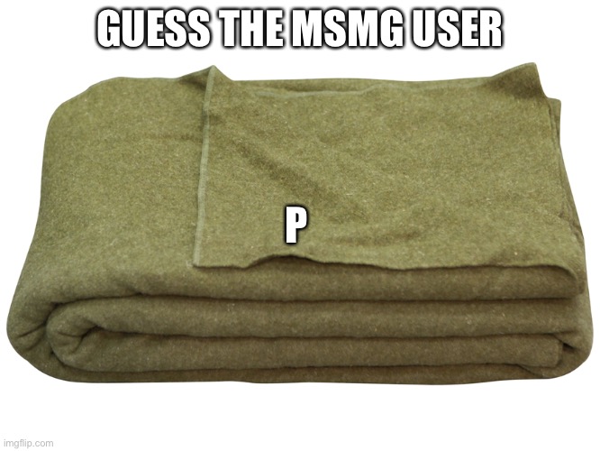 Blanket | GUESS THE MSMG USER; P | image tagged in army surplus blanket | made w/ Imgflip meme maker