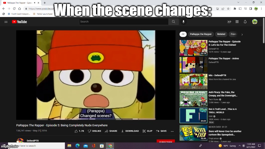 5th antimeme | When the scene changes: | image tagged in changed scenes,antimeme | made w/ Imgflip meme maker