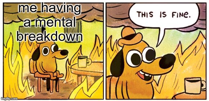 true | me having a mental breakdown | image tagged in memes,this is fine | made w/ Imgflip meme maker