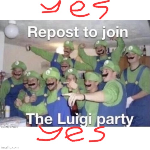 Weegee | image tagged in luigi,weegee,smg4,party,repost | made w/ Imgflip meme maker