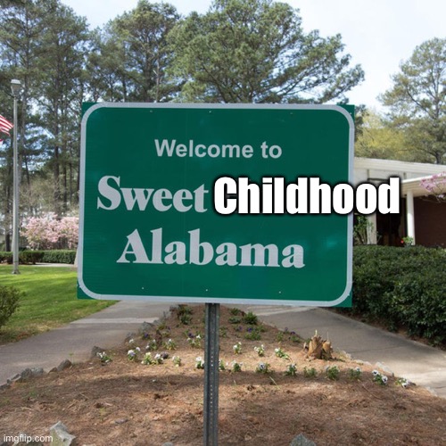 Right in the down south childhood | Childhood | image tagged in welcome to sweet home alabama,south,southern | made w/ Imgflip meme maker