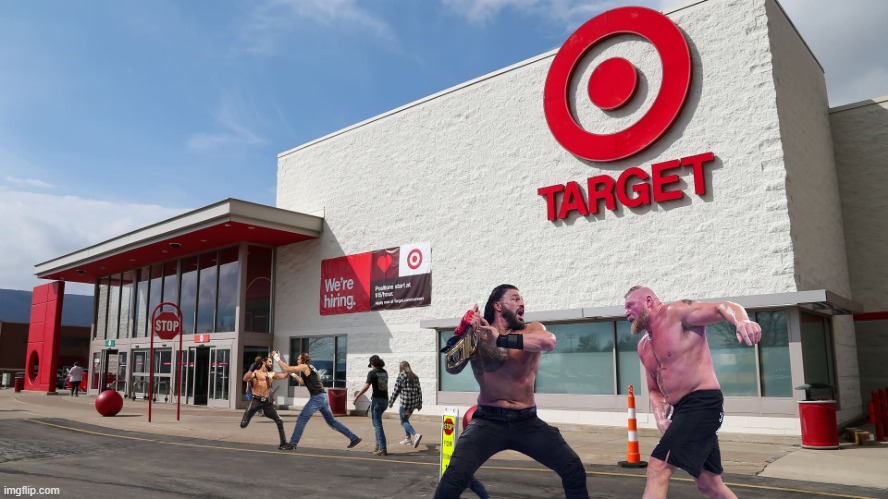 Roman Reigns VS. Brock Lesnar & Dean Ambrose VS. Seth Rollins | Target | made w/ Imgflip meme maker