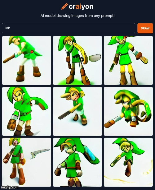 Link looks like this | image tagged in the legend of zelda breath of the wild,ai meme,drawing | made w/ Imgflip meme maker