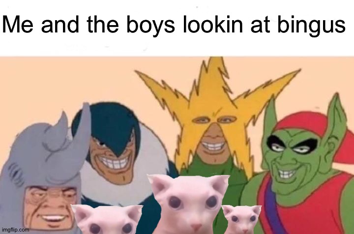 Me And The Boys | Me and the boys lookin at bingus | image tagged in memes,me and the boys | made w/ Imgflip meme maker