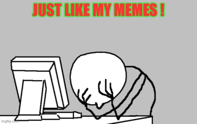 Computer Guy Facepalm Meme | JUST LIKE MY MEMES ! | image tagged in memes,computer guy facepalm | made w/ Imgflip meme maker