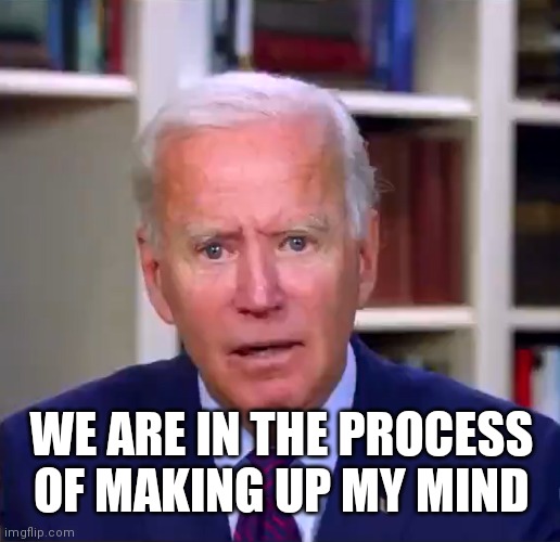 Are You Going To Lift Tariffs on China? | WE ARE IN THE PROCESS OF MAKING UP MY MIND | image tagged in slow joe biden dementia face,pee wee herman,change my mind,ice cream,not the president | made w/ Imgflip meme maker