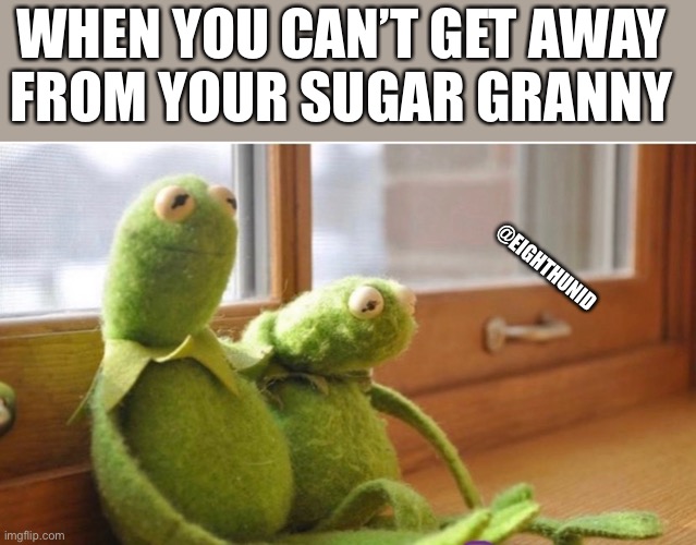 funny memes | WHEN YOU CAN’T GET AWAY 
FROM YOUR SUGAR GRANNY; @EIGHTHUNID | image tagged in funny memes | made w/ Imgflip meme maker