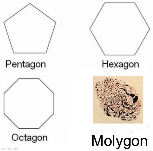 Tried to look up a “gon” and | Molygon | image tagged in memes,pentagon hexagon octagon | made w/ Imgflip meme maker