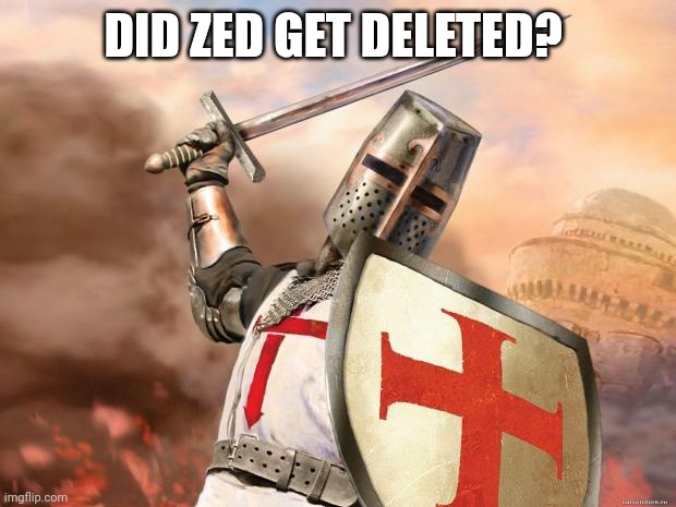 crusader | DID ZED GET DELETED? | image tagged in crusader | made w/ Imgflip meme maker