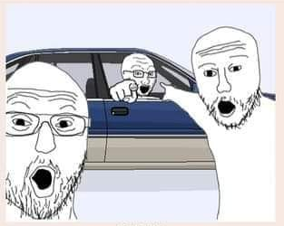 Guys pointing CAR EDITION Blank Meme Template