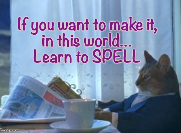 Write Right | If you want to make it,
in this world…
Learn to SPELL | image tagged in memes,i should buy a boat cat | made w/ Imgflip meme maker