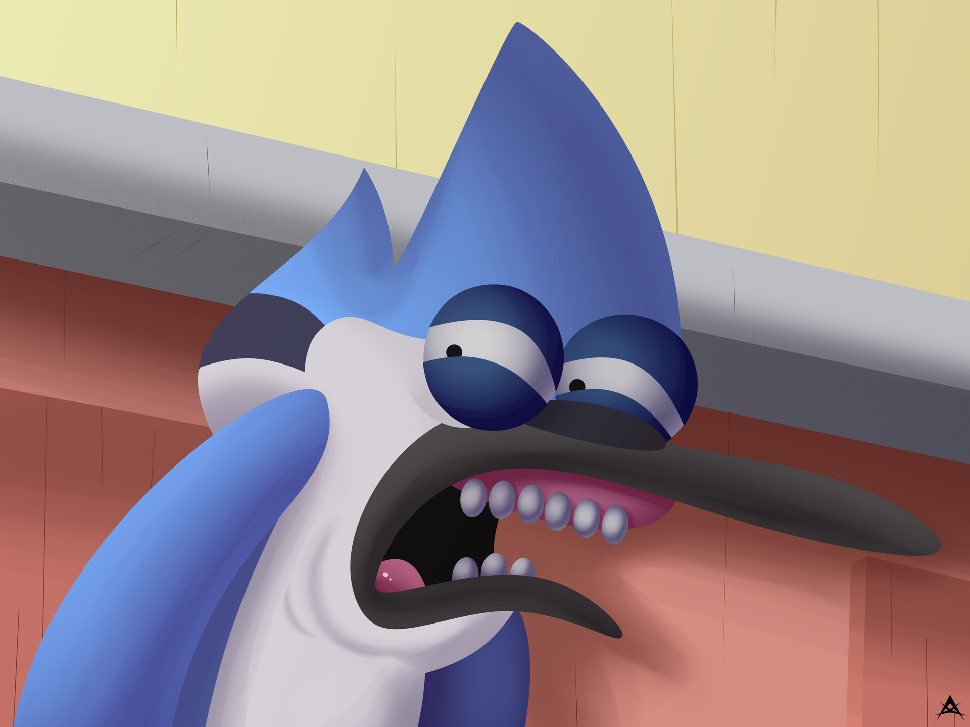 Disgusted Mordecai (Remastered) Blank Meme Template