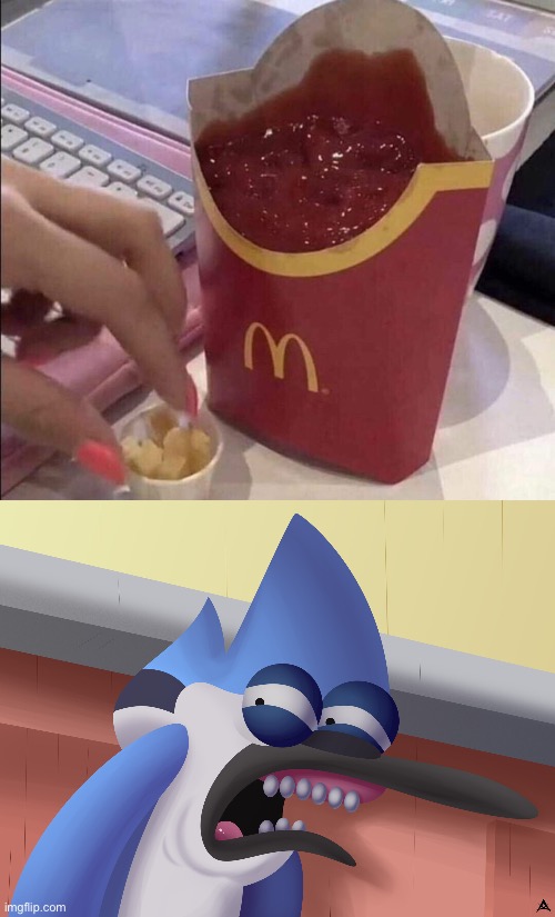 Who the heck thought this was a good idea?! | image tagged in disgusted mordecai remastered,regular show,mcdonalds,cursed,memes,funny | made w/ Imgflip meme maker