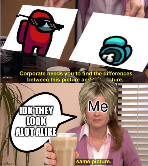 They're The Same Picture Meme | Me; IDK THEY LOOK ALOT ALIKE | image tagged in memes,they're the same picture | made w/ Imgflip meme maker