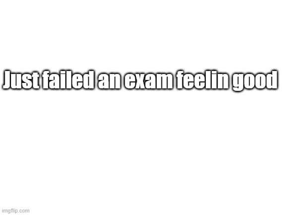 Blank White Template | Just failed an exam feelin good | image tagged in blank white template | made w/ Imgflip meme maker