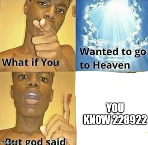don't search pls listen to me like i tell the thomas meme i post |  YOU KNOW 228922 | image tagged in what if you wanted to go to heaven | made w/ Imgflip meme maker