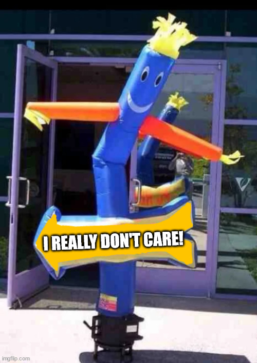 Wacky waving sign | I REALLY DON'T CARE! | image tagged in wacky waving sign | made w/ Imgflip meme maker