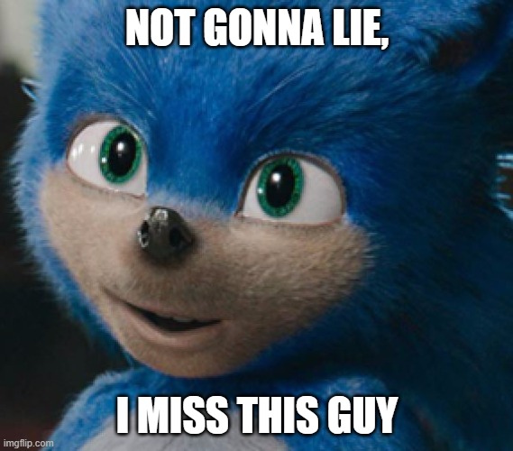 ugly sonic |  NOT GONNA LIE, I MISS THIS GUY | image tagged in sonic 2019 | made w/ Imgflip meme maker