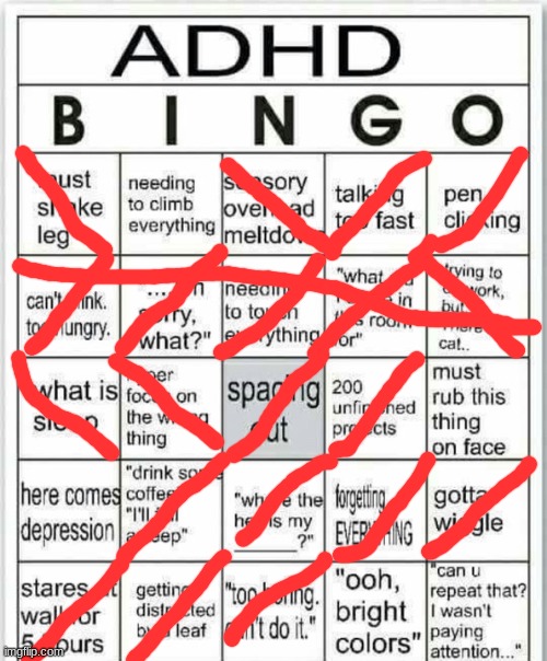 Relatable much? | image tagged in adhd bingo | made w/ Imgflip meme maker