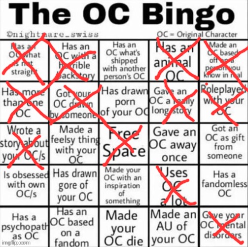 The OC bingo | image tagged in who reads these,why are you reading this,seriously,why | made w/ Imgflip meme maker