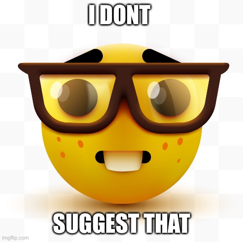 Nerd emoji | I DONT SUGGEST THAT | image tagged in nerd emoji | made w/ Imgflip meme maker