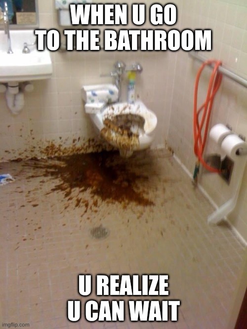 Girls poop too | WHEN U GO TO THE BATHROOM; U REALIZE U CAN WAIT | image tagged in girls poop too | made w/ Imgflip meme maker