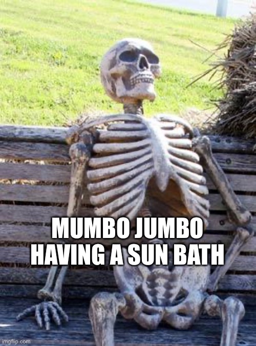 Mumbo Jumbo having a sun bath | MUMBO JUMBO HAVING A SUN BATH | image tagged in memes,waiting skeleton,banjo-kazooie | made w/ Imgflip meme maker