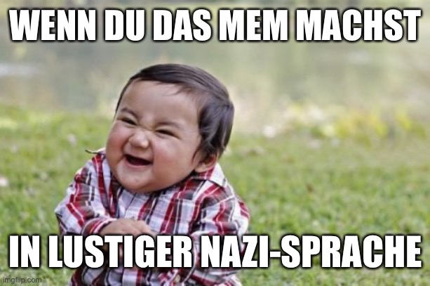 Evil Toddler | WENN DU DAS MEM MACHST; IN LUSTIGER NAZI-SPRACHE | image tagged in memes,evil toddler | made w/ Imgflip meme maker