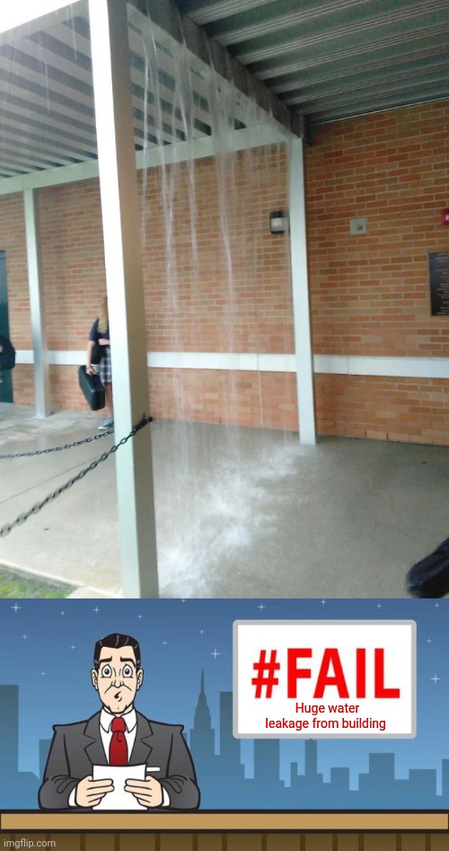 Water leakage from building | Huge water leakage from building | image tagged in fail news,water,leakage,leak,you had one job,memes | made w/ Imgflip meme maker