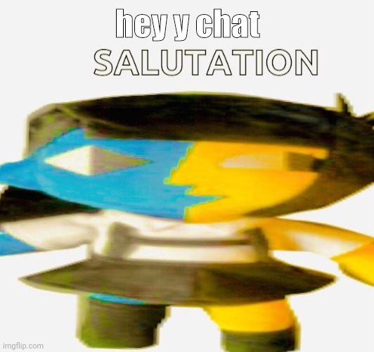 Salutation | hey y chat | image tagged in salutation | made w/ Imgflip meme maker