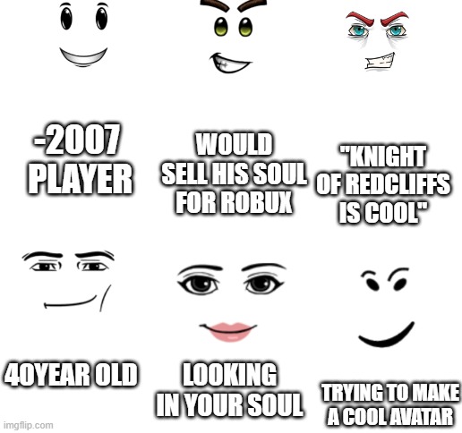 what are your most hated roblox faces (other than obvious picks like  winning smile or man face)