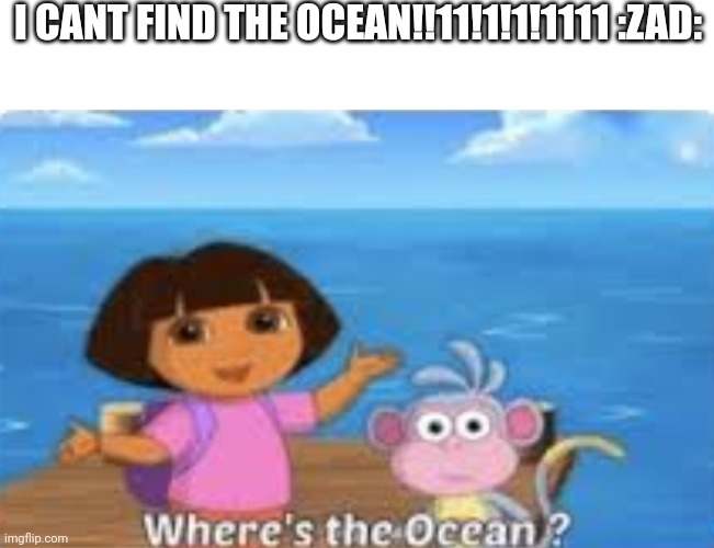 Dora DumDum | I CANT FIND THE OCEAN!!11!1!1!1111 :ZAD: | image tagged in dora dumdum | made w/ Imgflip meme maker