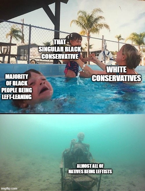 Why do you think the majority of minorities are socialists, communists, or anarchists? Colonialism. a product of capitalism. | THAT SINGULAR BLACK CONSERVATIVE; WHITE CONSERVATIVES; MAJORITY OF BLACK PEOPLE BEING LEFT-LEANING; ALMOST ALL OF NATIVES BEING LEFTISTS | image tagged in mom helping kid | made w/ Imgflip meme maker