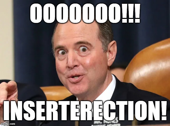 Nothing gets Shifty more excited than an inserterection. |  OOOOOOO!!! INSERTERECTION! | image tagged in adam schiff,memes,insurrection | made w/ Imgflip meme maker