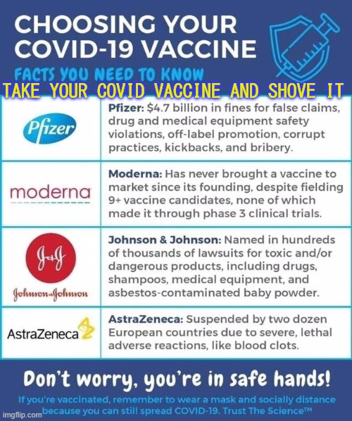 Take Your Covid Vaccine And Shove It | TAKE YOUR COVID VACCINE AND SHOVE IT | image tagged in about the covid-19 vaccines | made w/ Imgflip meme maker