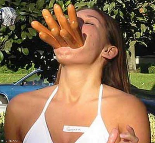 Girl with sausages | image tagged in girl with sausages | made w/ Imgflip meme maker