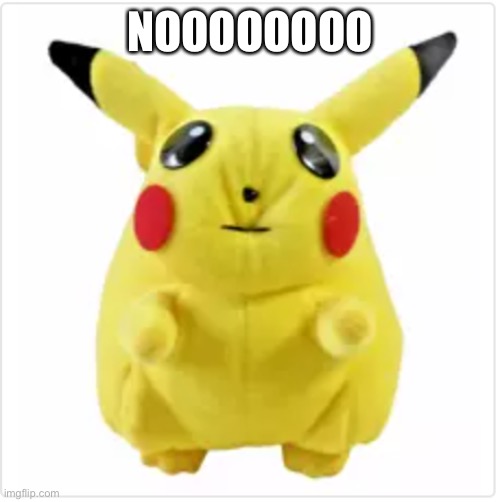 Old Pikachu plush | NOOOOOOOO | image tagged in old pikachu plush | made w/ Imgflip meme maker