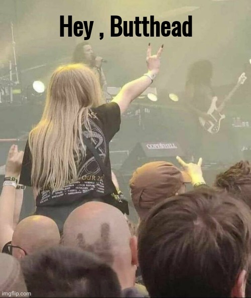 Crowd Surfing |  Hey , Butthead | image tagged in rock and roll,y'all got any more of that,rock concert,hugecrowd | made w/ Imgflip meme maker