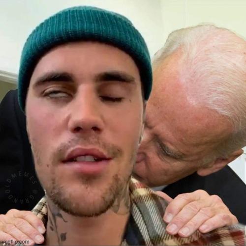 When he's kissing your neck and you think of Corn Pop | image tagged in biden,president_joe_biden,justin bieber | made w/ Imgflip meme maker